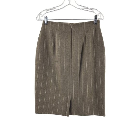 Jones New York Women's Brown Pinstripe 100% Wool Lined Pencil Skirt Size 8 - Picture 5 of 12